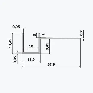 TEMPOLISTEL® A108 Schaduwvoegprofiel voor verlaagd plafond - Afbeelding 2