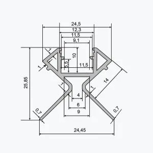 TEMPOLISTEL® A138 LED-kopprofiel voor scheidingswand 13 mm gipsplaat - Afbeelding 2