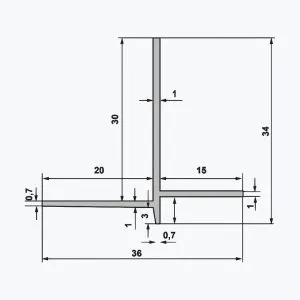 TEMPOLISTEL® B101 Aansluitprofiel verlaagd plafond - systeemplafond met verzonken pleisterzijde - Afbeelding 2