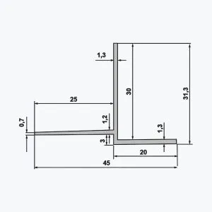 TEMPOLISTEL® B105 Aansluitprofiel verlaagd plafond - systeemplafond met pleisterzijde - Afbeelding 2
