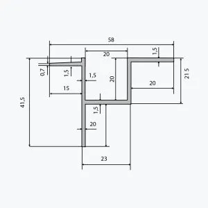 TEMPOLISTEL® B115 Aansluitprofiel verlaagd plafond - systeemplafond - Afbeelding 2